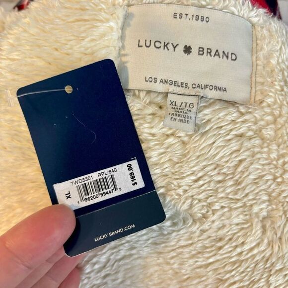 Lucky Brand Lined Shacket Plaid Flannel Button Down Red Black Womens Size XL NWT - Picture 6 of 7